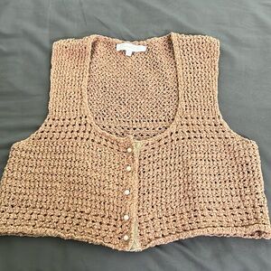 Olivaceous Crochet Crop with Pearl Buttons
